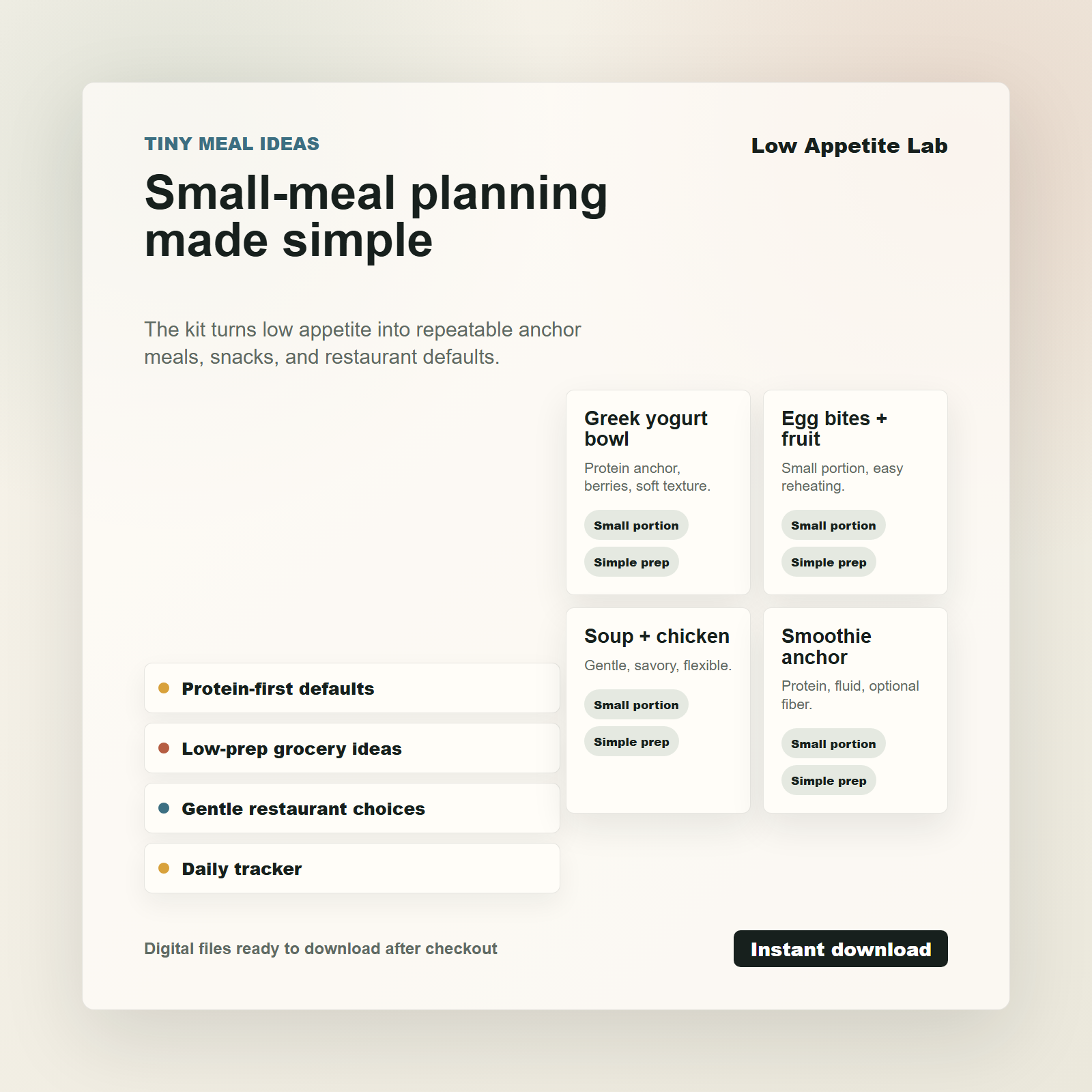Low Appetite Meal Starter Kit small meal examples preview